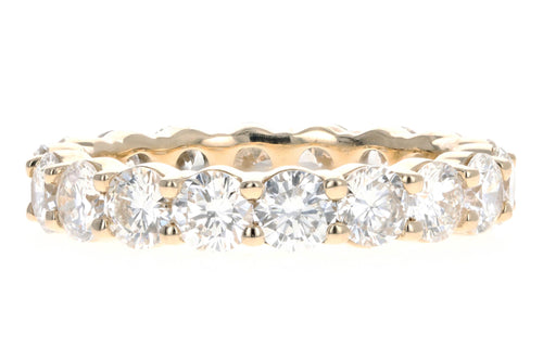 14K Yellow Gold 4.36 Carat Total Weight Round Brilliant Diamond Eternity Wedding Band - Queen May