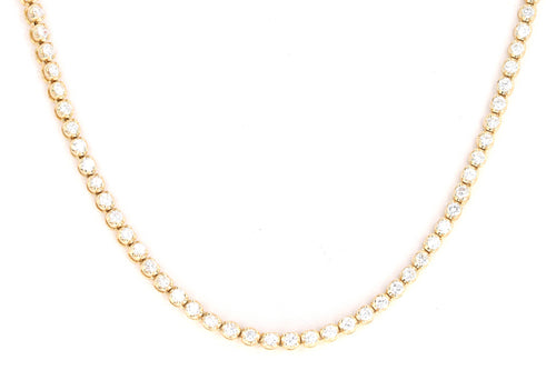 14K Yellow Gold 3.75 Carat Total Weight Round Brilliant Cut Diamond Tennis Necklace - Queen May