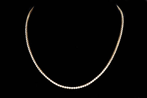 14K Yellow Gold 3.75 Carat Total Weight Round Brilliant Cut Diamond Tennis Necklace - Queen May