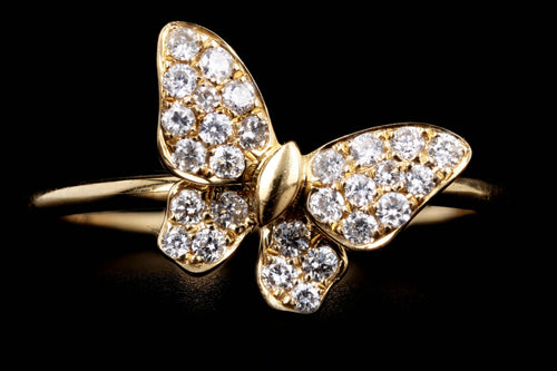 18K White, Yellow, or Rose Gold .25 Carat Total Weight Diamond Butterfly Ring - Queen May