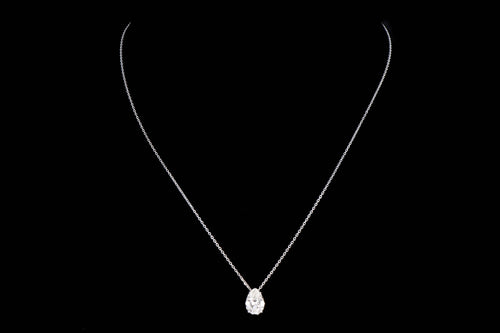 14K White Gold 2.07 Carat Pear Cut Diamond Solitaire Pendant Necklace GIA Certified - Queen May