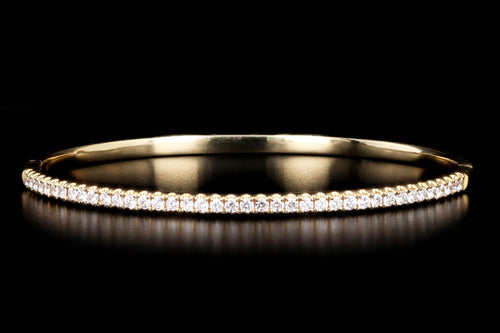 18K White, Yellow, or Rose 1.0 Carat Total Weight Round Diamond Bangle - Queen May