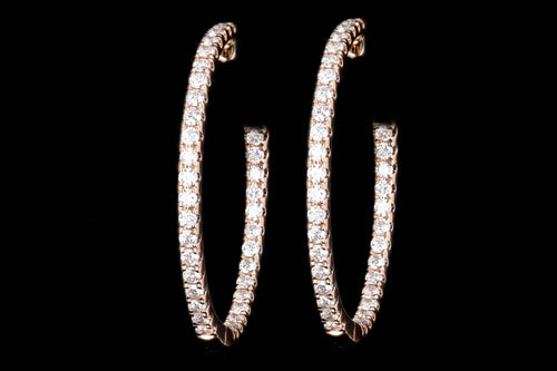 18K White, Yellow or Rose Gold 1.0 Carat Total Weight Diamond Inside Out Hoop Earrings - Queen May