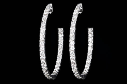 18K White, Yellow or Rose Gold 1.0 Carat Total Weight Diamond Inside Out Hoop Earrings - Queen May