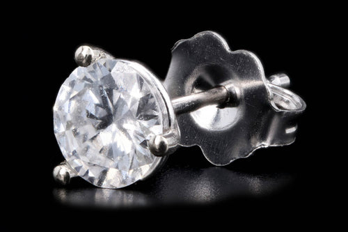 14K White Gold 1.03 Carat Total Weight Round Brilliant Cut Diamond Martini Stud Earrings - Queen May