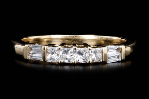 14K Yellow Gold 0.35 Carat Total Weight Princess & Tapered Baguette Diamond Band - Queen May