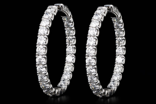 14K White Gold 8.50 Carat Total Weight Round Brilliant Diamond Inside-Out Hoop Earrings - Queen May