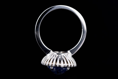 Platinum 5.12 Carat Cushion Cut Natural No Heat Sapphire & Diamond Baguette Fan Ring GIA Certified - Queen May