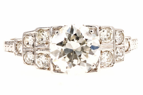 Art Deco Platinum 1.22 Carat Old European Cut Diamond Engagement Ring - Queen May