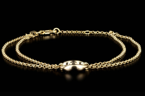 14K Yellow Gold Puff Mariner Link Double Strand Bracelet - Queen May