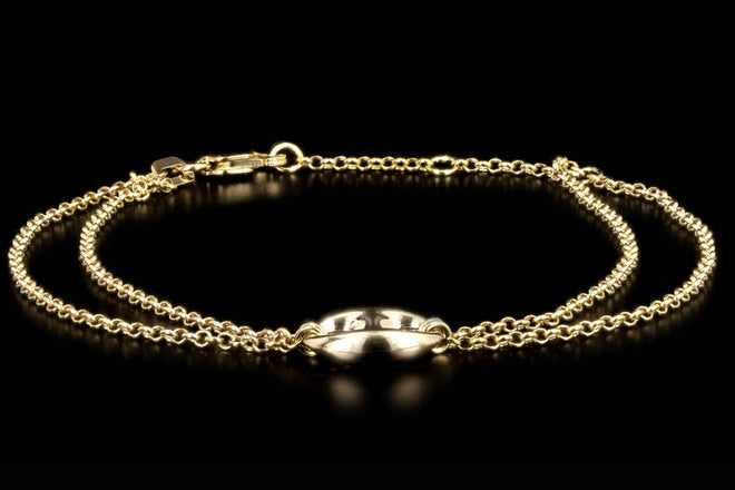 14K Yellow Gold Puff Mariner Link Double Strand Bracelet - Queen May