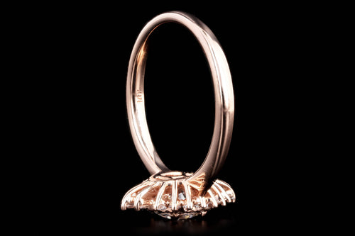 14K Rose Gold 0.63 Carat Round Brilliant Diamond Fan Ballerina Engagement Ring - Queen May