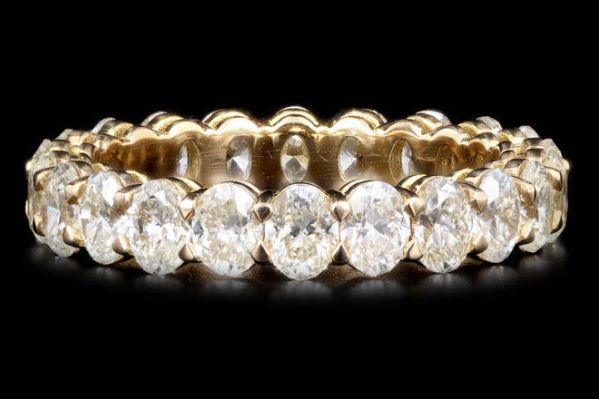 18K Yellow Gold 3.20 Carat Total Weight Oval Cut Diamond Eternity Band - Queen May