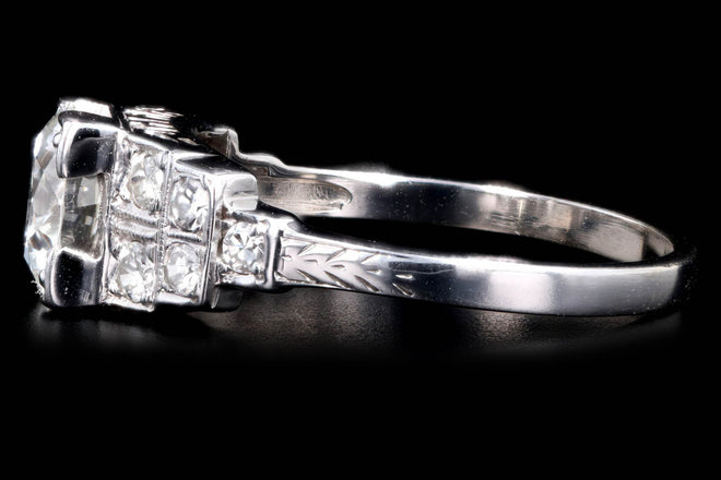 Art Deco Platinum 1.22 Carat Old European Cut Diamond Engagement Ring - Queen May