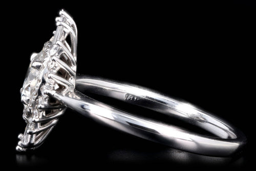 14K White Gold 0.66 Carat Round Brilliant Diamond Fan Ballerina Engagement Ring - Queen May