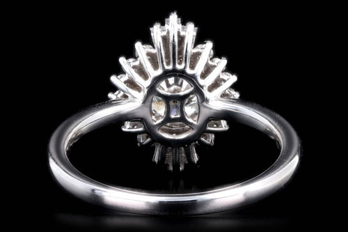 14K White Gold 0.66 Carat Round Brilliant Diamond Fan Ballerina Engagement Ring - Queen May