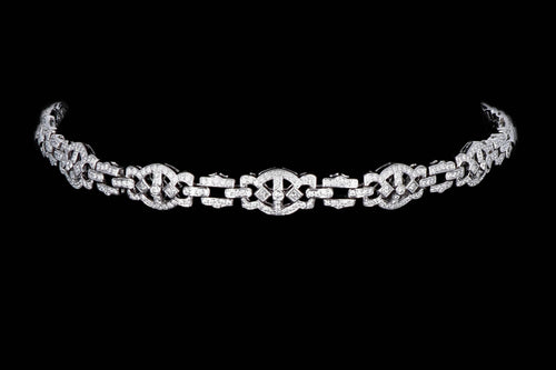 18K White Gold 10 Carat Total Weight Diamond Princess Link Choker Necklace - Queen May