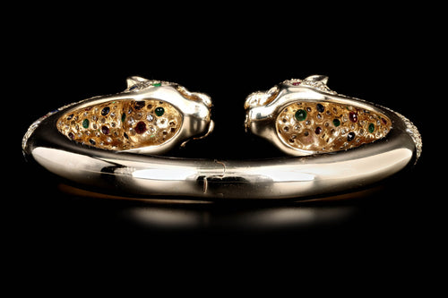 14K Yellow Gold Diamond & Gemstone Panther Bracelet - Queen May