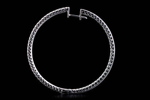 18K White Gold 2.2 Carat Total Weight Round Brilliant Diamond Inside-Out Hoop Earrings - Queen May