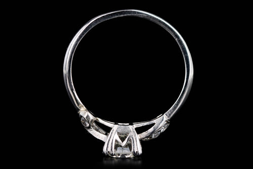 Art Deco Platinum .75 Carat Round Brilliant Cut Diamond Engagement Ring - Queen May