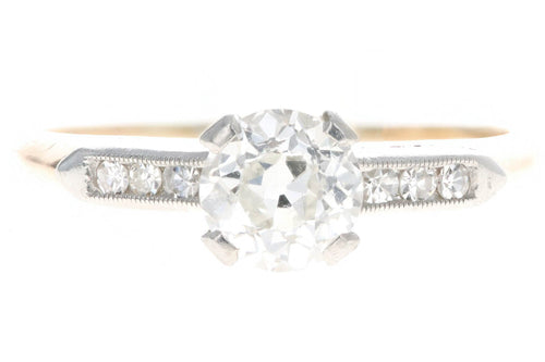 Art Deco 14K Yellow Gold .70 Carat Old European Cut Diamond Engagement Ring - Queen May