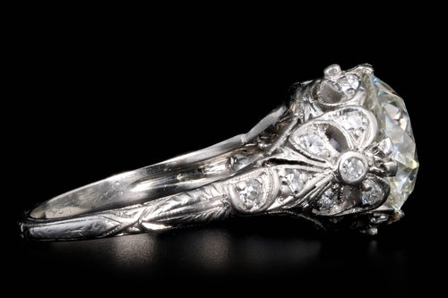 Art Deco Platinum 2.75 Carat Old European Cut Diamond Engagement Ring GIA Certified - Queen May