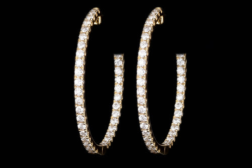 18K White, Yellow or Rose Gold 1.0 Carat Total Weight Diamond Inside Out Hoop Earrings - Queen May