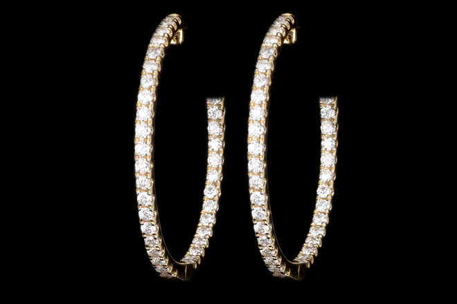 18K White, Yellow or Rose Gold 1.0 Carat Total Weight Diamond Inside Out Hoop Earrings - Queen May