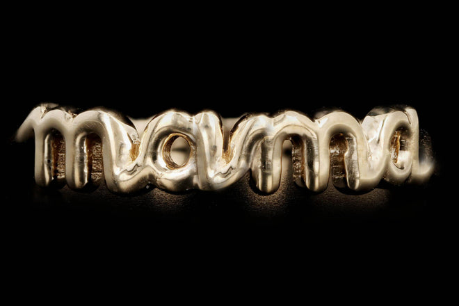 New 14K Yellow Gold Cursive "Mama Ring - Queen May