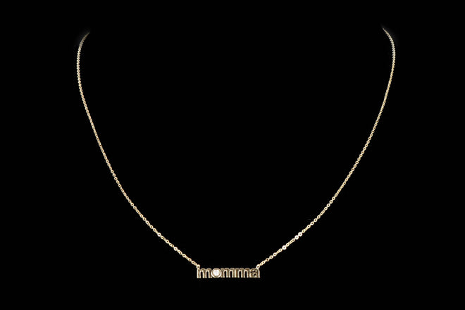 14K Yellow Gold  "Momma" Diamond Necklace - Queen May