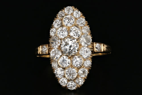 Victorian 18K Yellow Gold 2.33 Carat Total Weight Diamond Navette Ring - Queen May