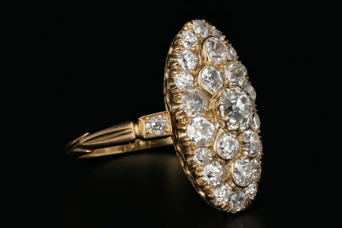 Victorian 18K Yellow Gold 2.33 Carat Total Weight Diamond Navette Ring - Queen May