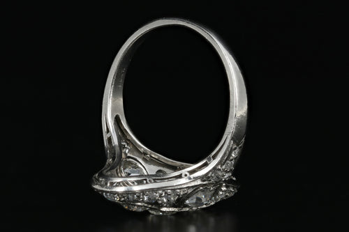Art Deco Platinum 1.6 Carat Old European Cut Diamond Weight Total Shield Ring - Queen May
