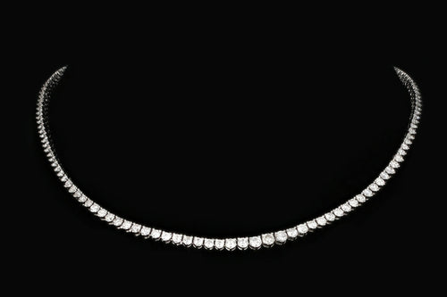 Vintage 14K White Gold 8 Carat Total Weight Diamond Tennis Necklace - Queen May