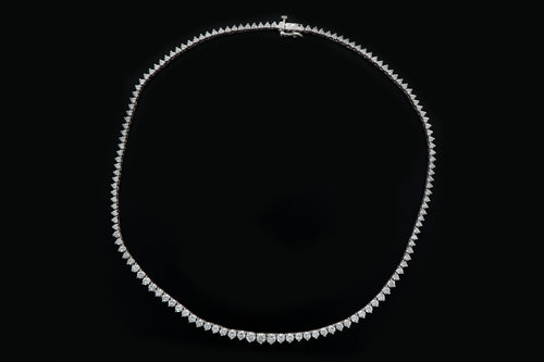 Vintage 14K White Gold 8 Carat Total Weight Diamond Tennis Necklace - Queen May