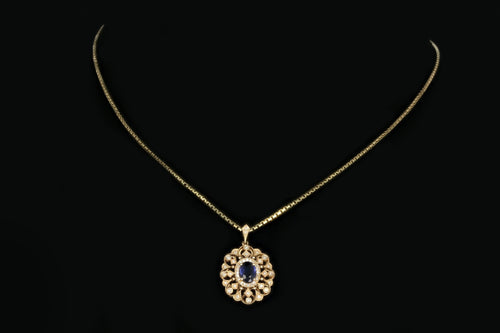 Effy 14K Yellow Gold Sapphire & Diamond Pendant Necklace - Queen May