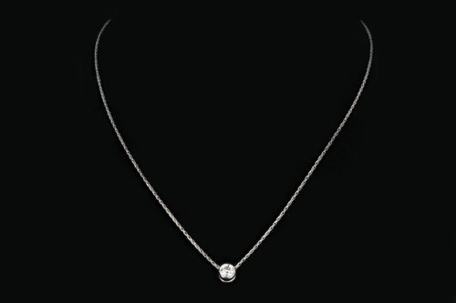 Modern 14K White Gold .80 Old European Cut Diamond Necklace - Queen May