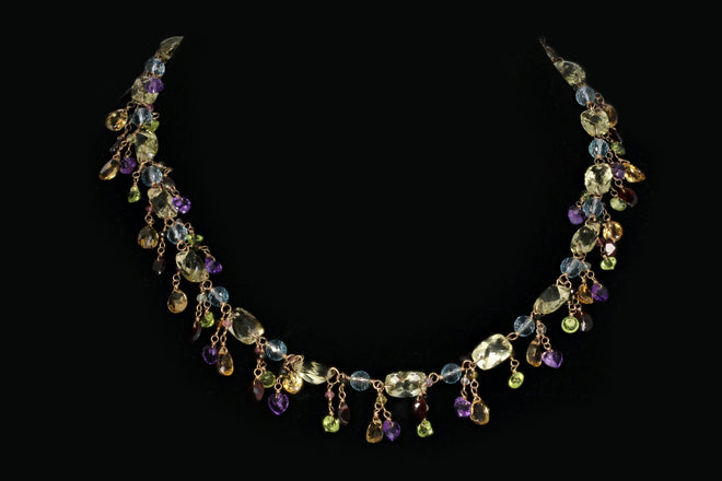 14K Yellow Gold Multi Gemstone Necklace - Queen May