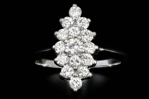 Modern 14K White Gold .85 CTW Round Diamond Ring - Queen May