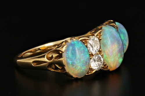 Victorian 18K Gold Opal & Old European Cut Diamond Ring c.1895 - Queen May