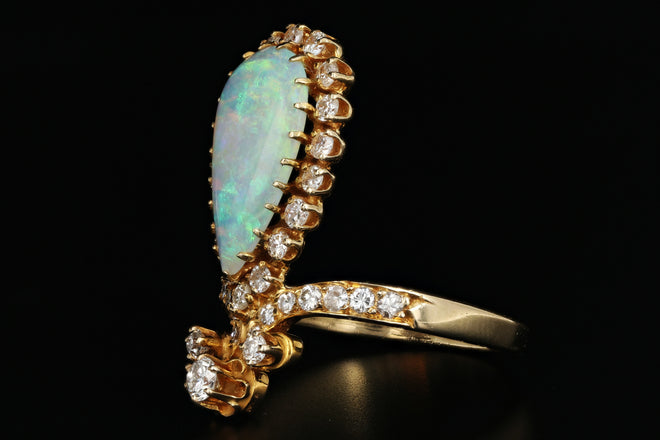 14K Gold Opal & Diamond Tiara Ring - Queen May