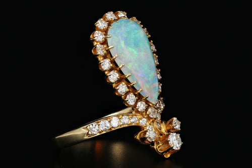 14K Gold Opal & Diamond Tiara Ring - Queen May