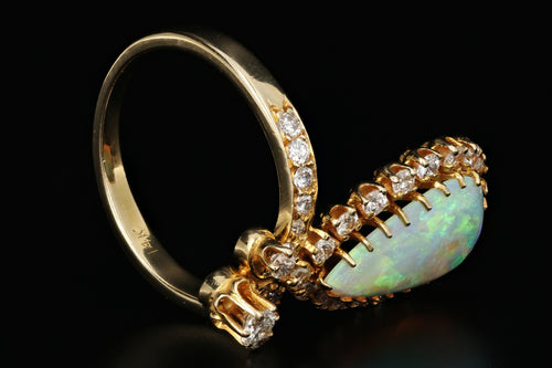 14K Gold Opal & Diamond Tiara Ring - Queen May