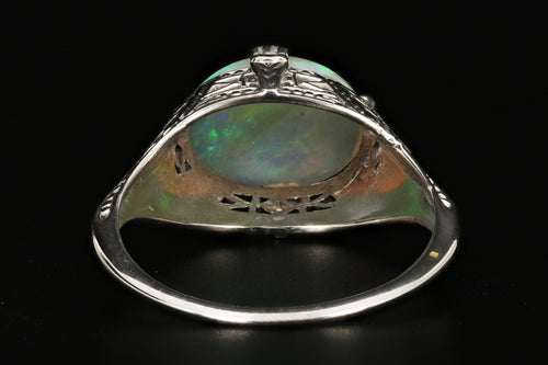 Art Deco 14K White Gold 1.21 Carat Opal Ring - Queen May