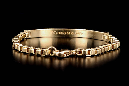 Modern Tiffany & Co. 18K Yellow Gold Box Chain ID Bracelet - Queen May