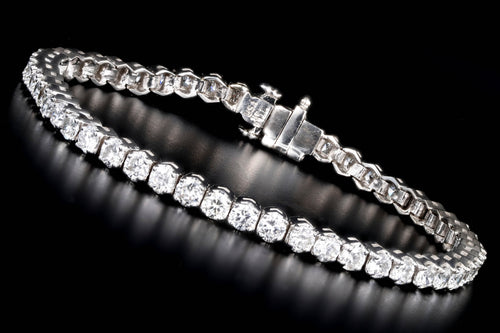 Modern 14K White Gold 5.2 Carat Round Brilliant Cut Diamond Tennis Bracelet - Queen May