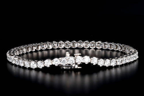Modern 14K White Gold 5.2 Carat Round Brilliant Cut Diamond Tennis Bracelet - Queen May