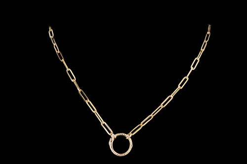 New 14k Gold Large Paper Clip Chain with Snake Enhancer Necklace - Queen May