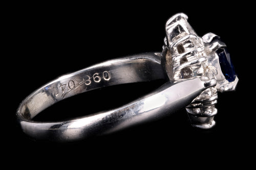Modern Platinum .98 Carat Oval Cut Sapphire & Diamond Ring - Queen May