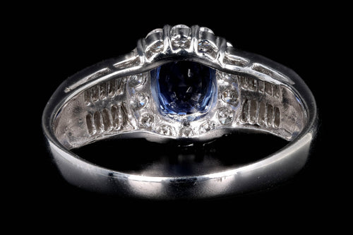 Modern Platinum .91 Carat Oval Cut Sapphire & Diamond Ring - Queen May